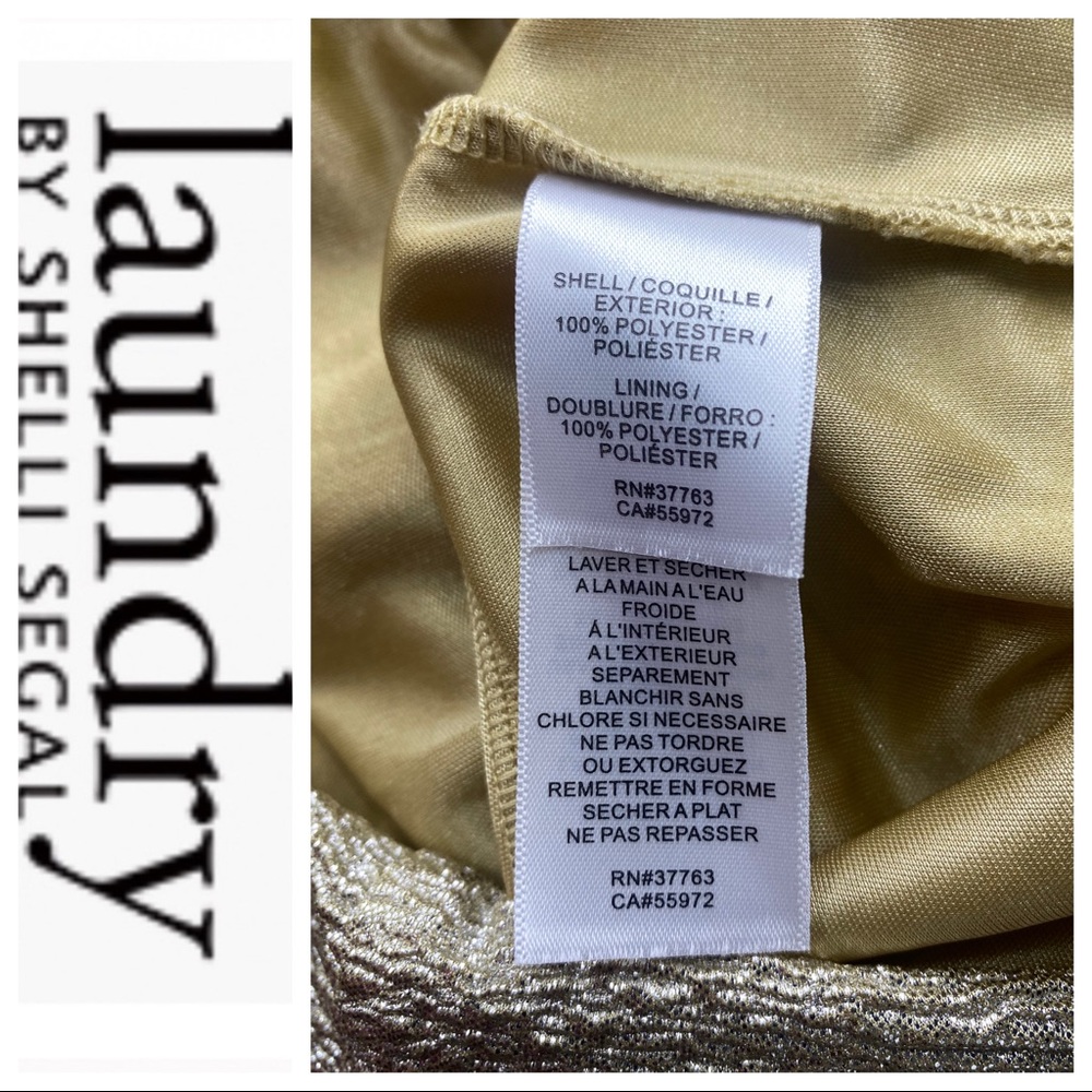 💕SALE💕 Laundry by Shelli Segal Gold Shimmer Cocktail Dress - Picture 8 of 10